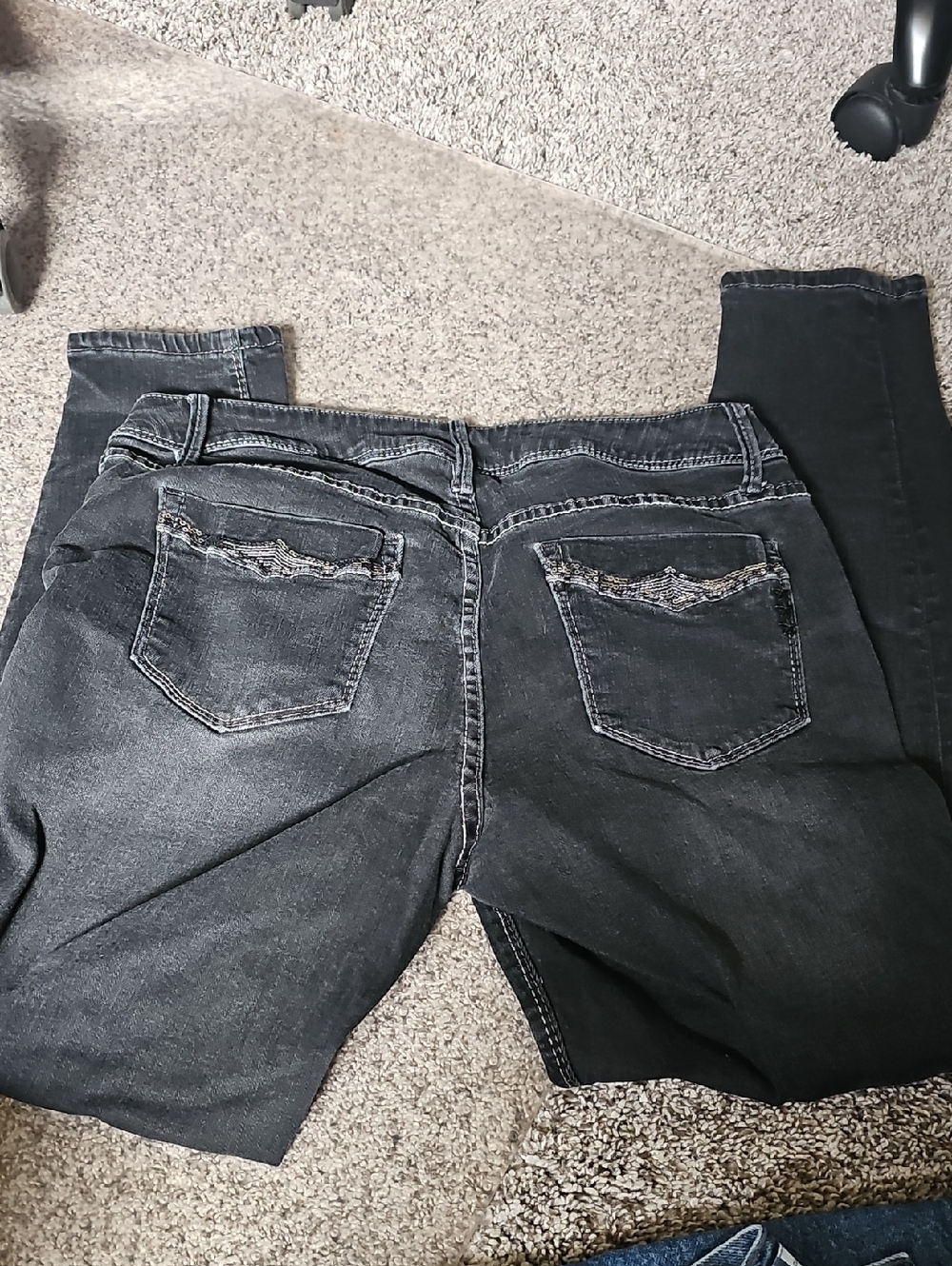 AWESOME AMERICAN RAG CIE BLACK/GRAY SELENA SEQUIN SKINNY JEANS